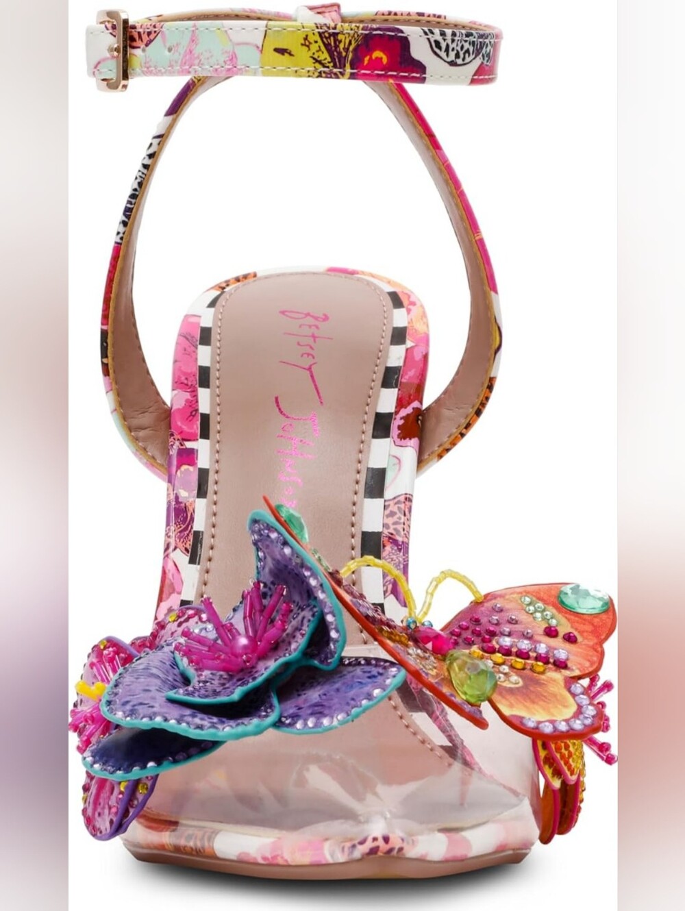 Betsey Johnson Chelsie 3D Floral Sandal Sculpted Block Heel Pointed Toe 9.5 - Picture 7 of 7